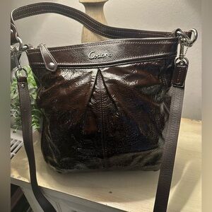 Coach Chocolate Brown Patent Leather Shoulder Bag and Crossbody Bag